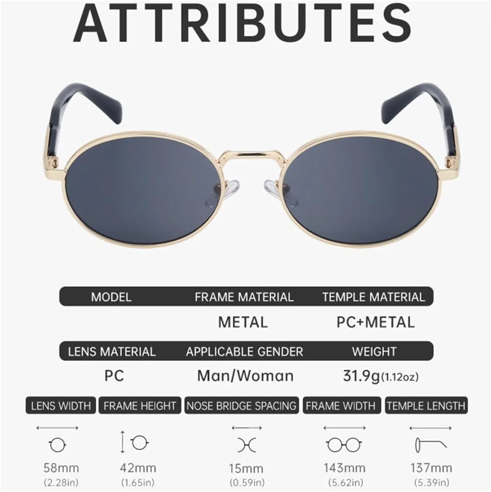 

Овальные солнцезащитные очки для женщин, ретро-очки для активного отдыха, металлические солнцезащитные очки для мужчин, защита от ультрафиолета UV400 generic, 2