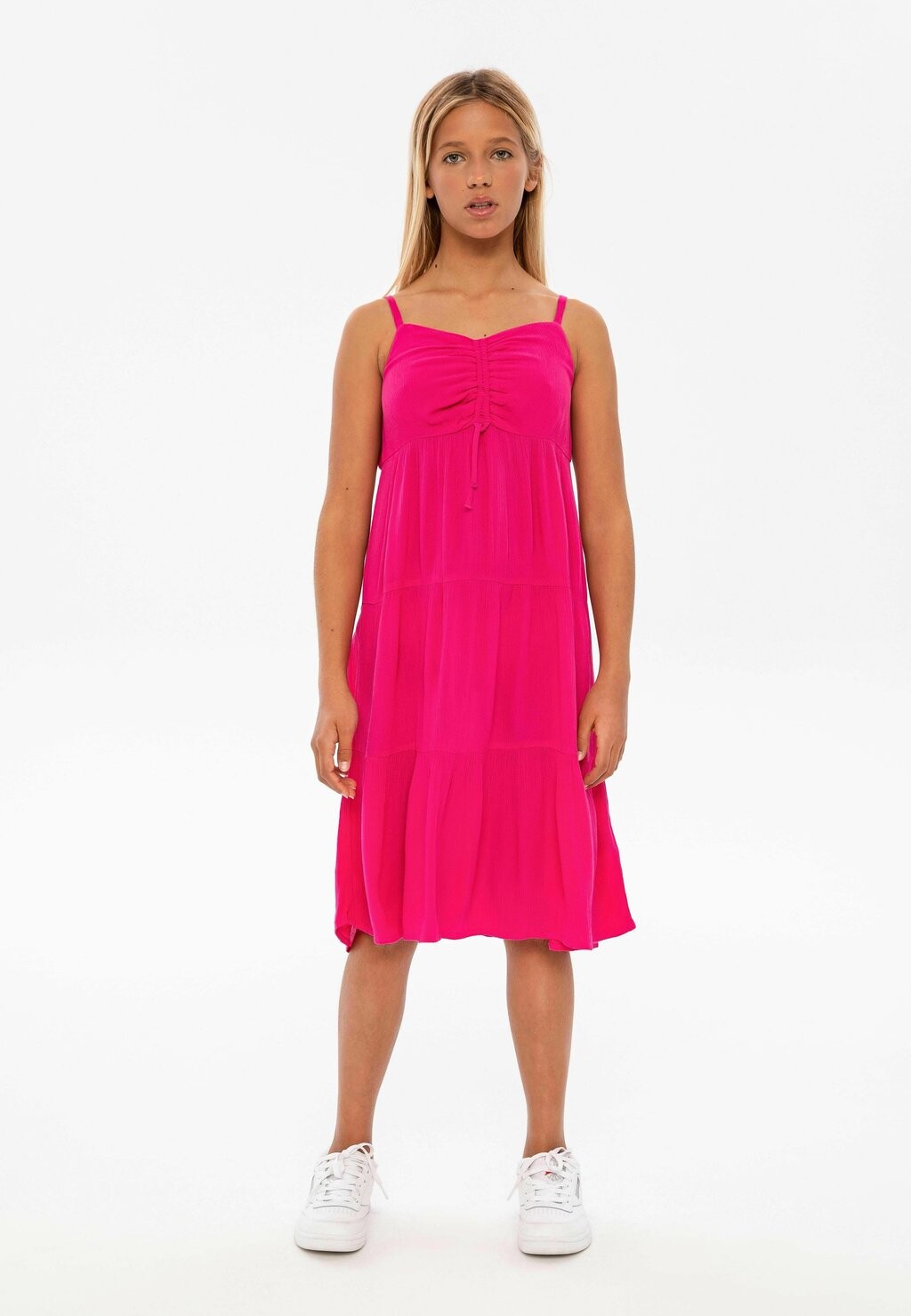 

Повседневное платье CRINKLED WITH RUCH MINOTI, цвет neon pink