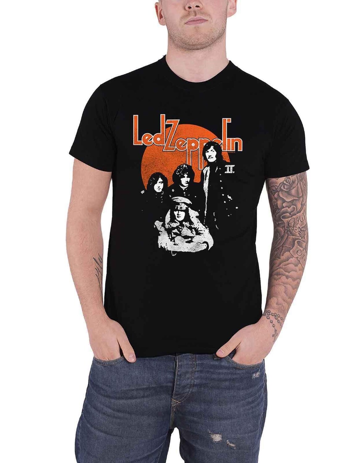 

Оранжевая футболка с круглым вырезом Led Zeppelin, черный