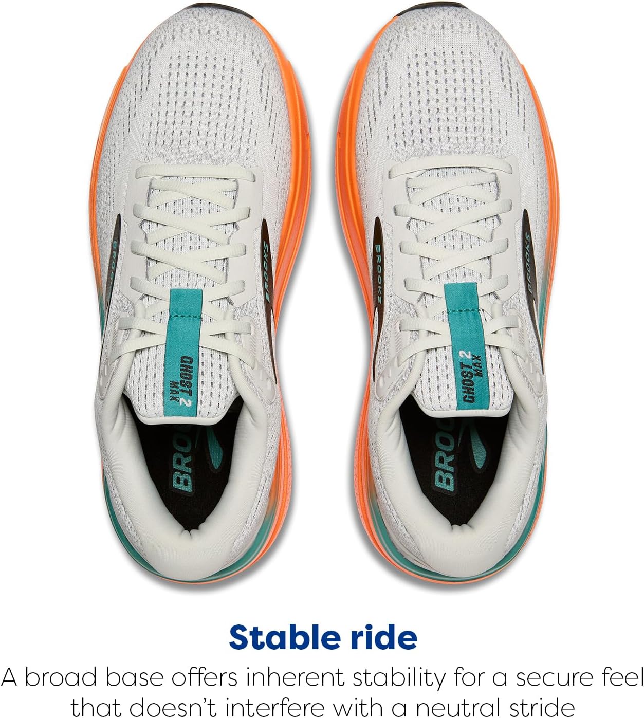 Мужские кроссовки Brooks Ghost Max 2 для бега и ходьбы, оранжевый/бирюзовый — фото 4