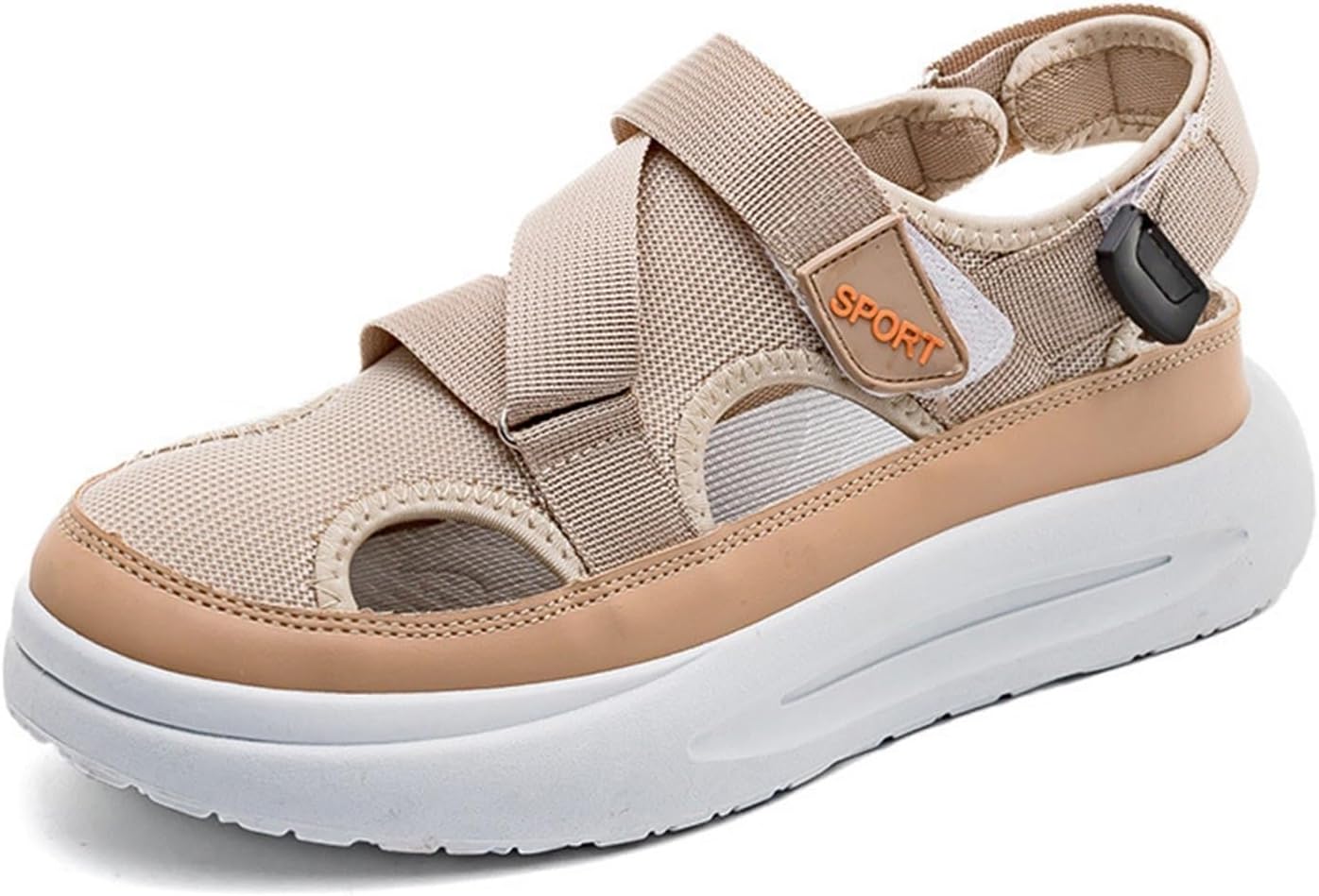 

Мужские спортивные сандалии с закрытым носком, противоскользящие, повседневные, с вырезами, пляжные сандалии, дышащая сетка, с легким надеванием, для походов и переходов по воде, спортивные сандалии для мужчин Generic, хаки