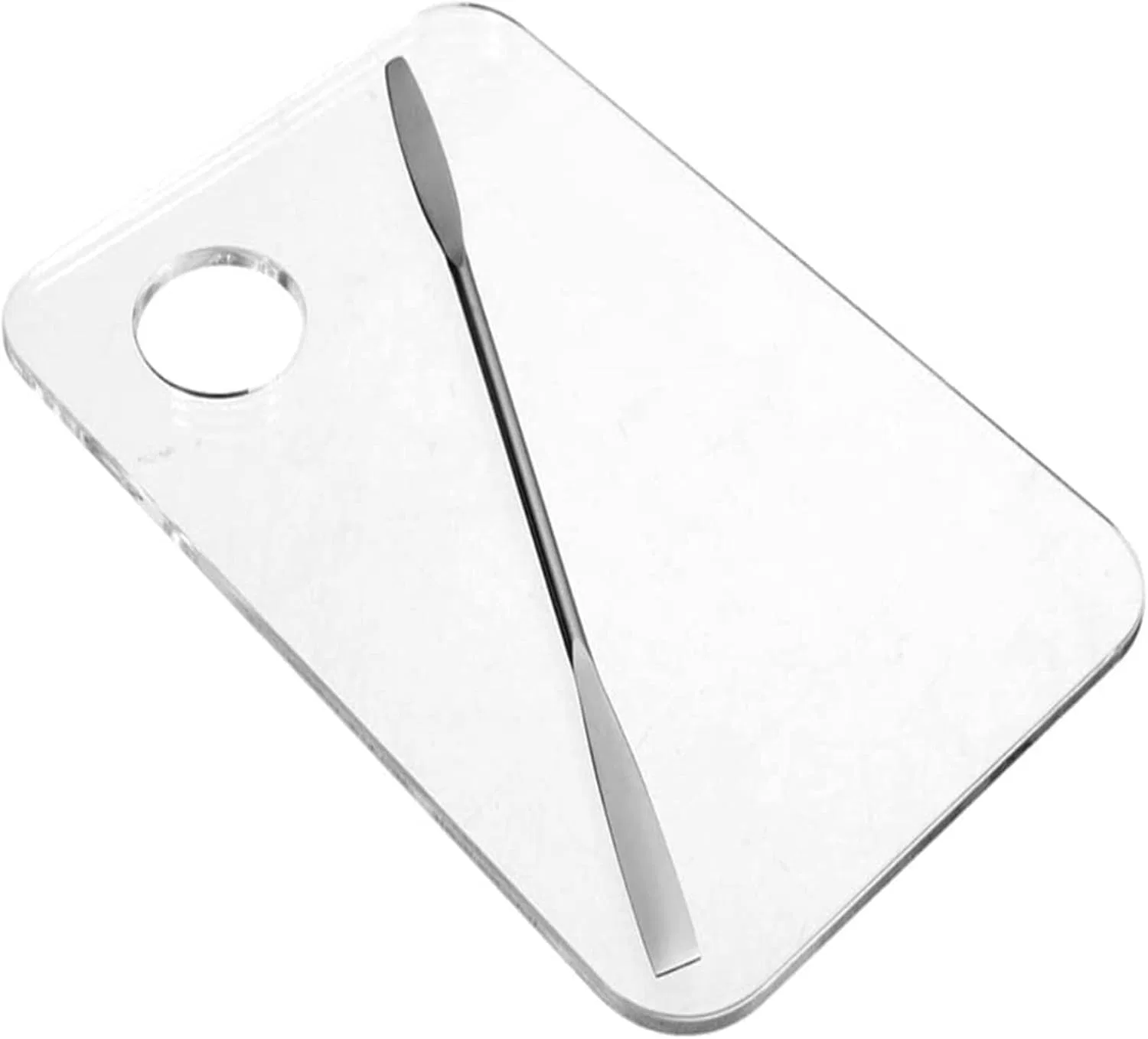 Палитра для ногтей прозрачная BINGF 15x10 см с лопаткой