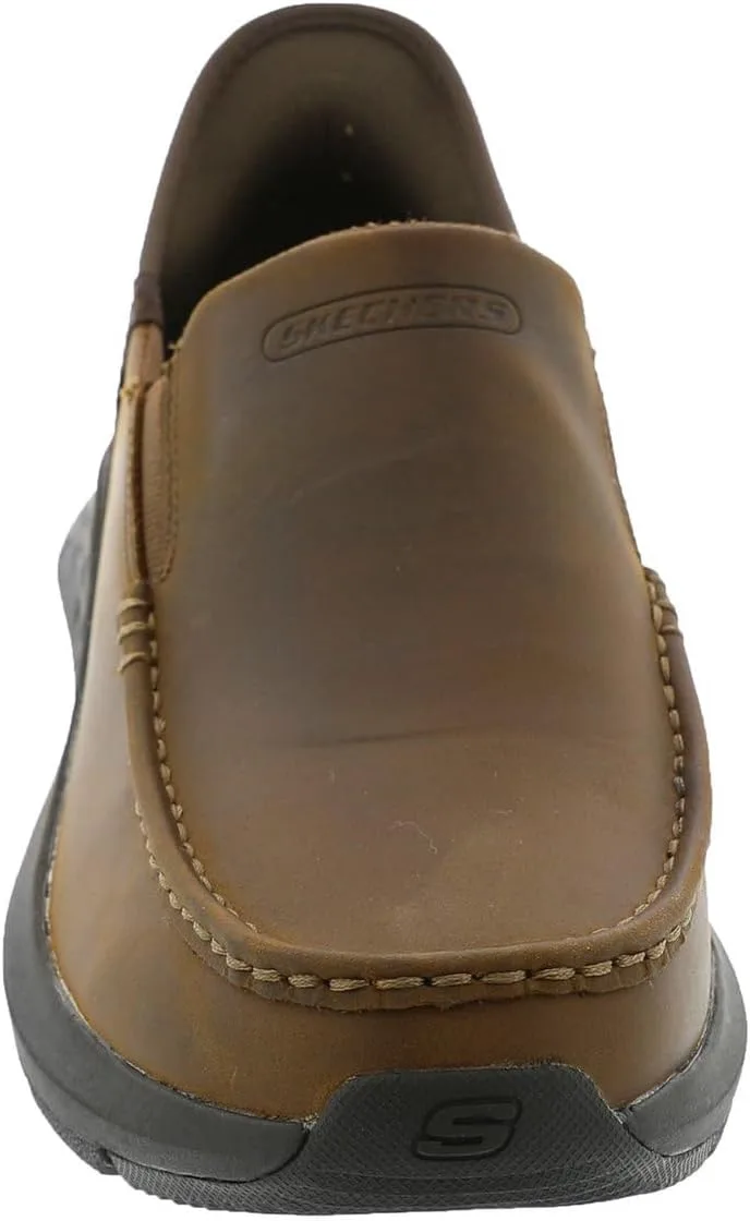 Мужские кожаные слипоны Skechers USA Parson - Oswin Moc Toe, коричневый — фото 4