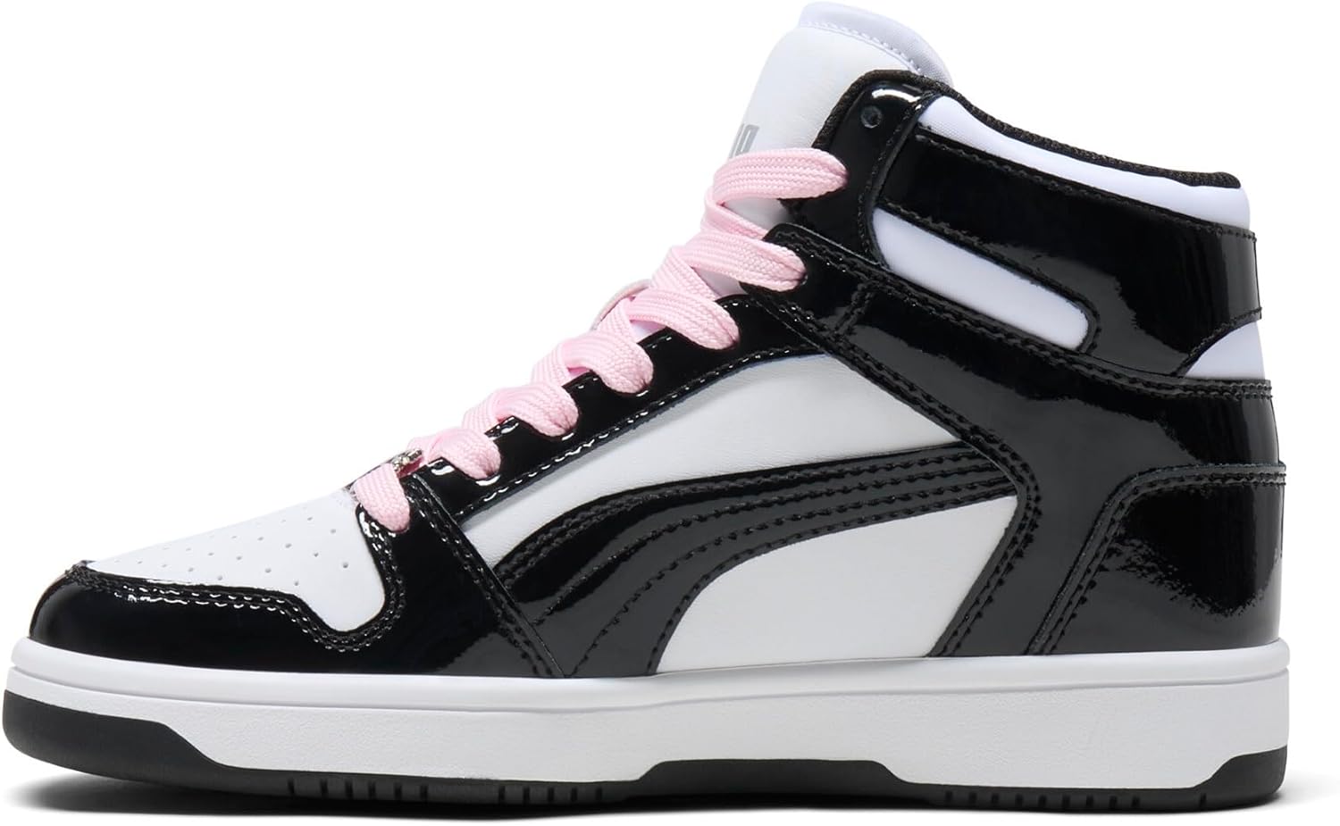 

Кроссовки PUMA Rebound Layup Mid для мальчиков, белый/черный/розовый/бледно-розовый