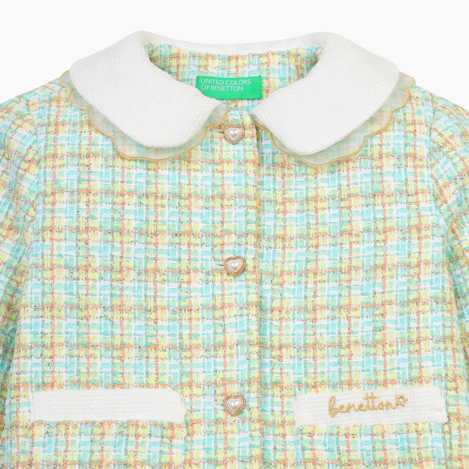 Детский твидовый жакет Romantic, мятный, от Benetton Kids — фото 3