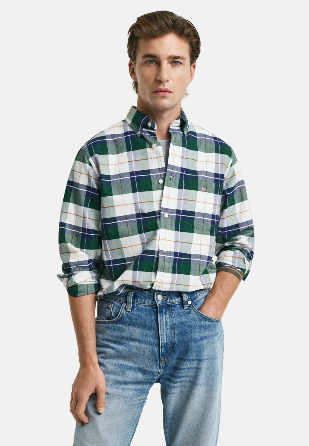 

Рубашка REGULAR FIT CHECKED OXFORD GANT, зеленый