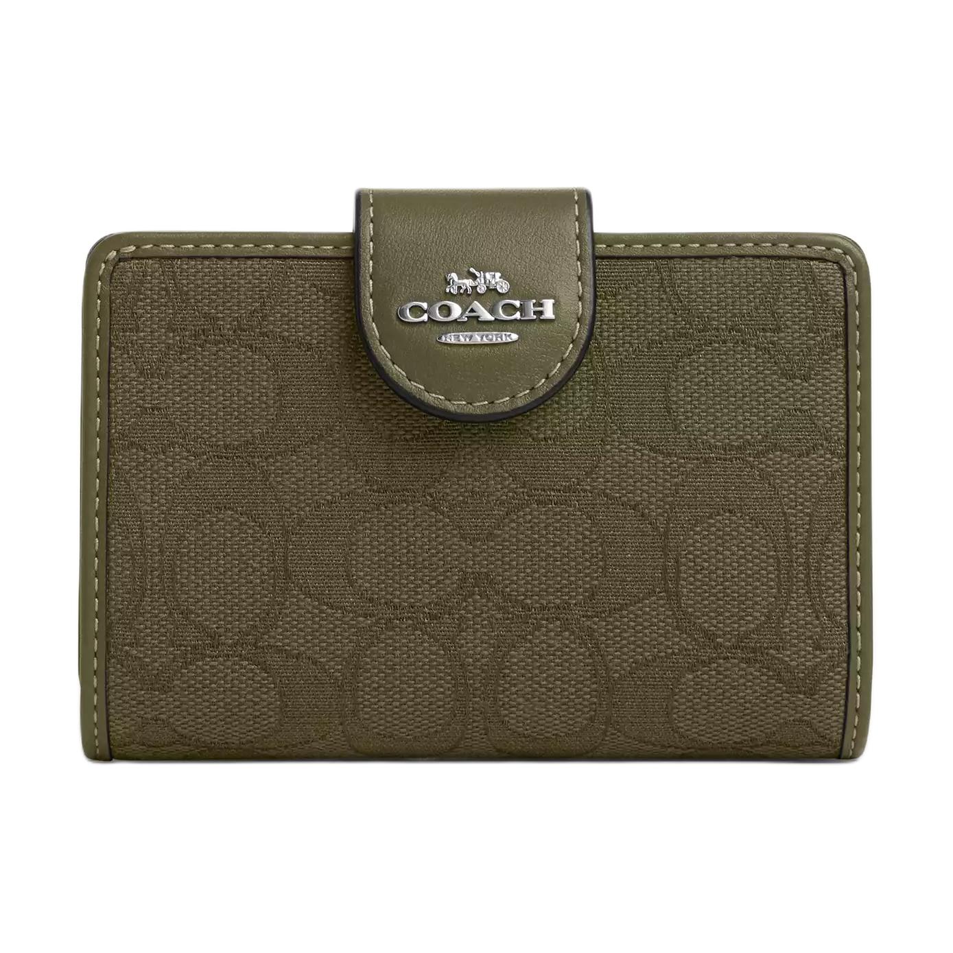 

COACH Мини-кошелек из телячьей кожи Women's Olive