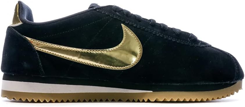 Кроссовки Nike Cortez GS для мальчиков и девочек, черный/металлик золотой — фото 2