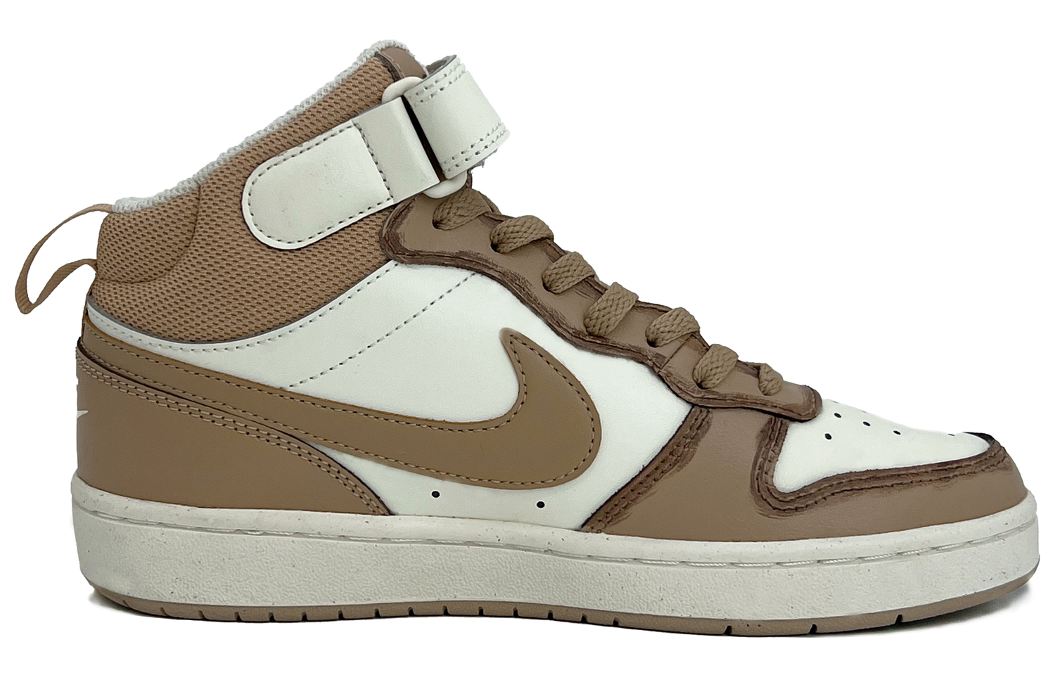 Nike Court Borough 2 Brown Bear Milk Coffee Synthetic Leather Mid top Kids' Skateboarding Shoes Unisex — фото 4