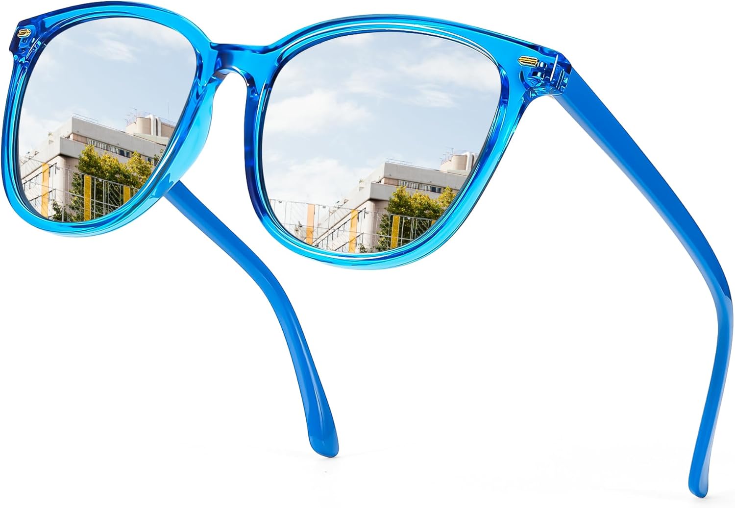 

Солнцезащитные очки SIPHEW с зеркальными поляризованными линзами для женщин - дизайнерские квадратные пляжные очки большого размера с защитой от УФ-излучения UV400, A14-blue Frame Sliver Mirror Lens