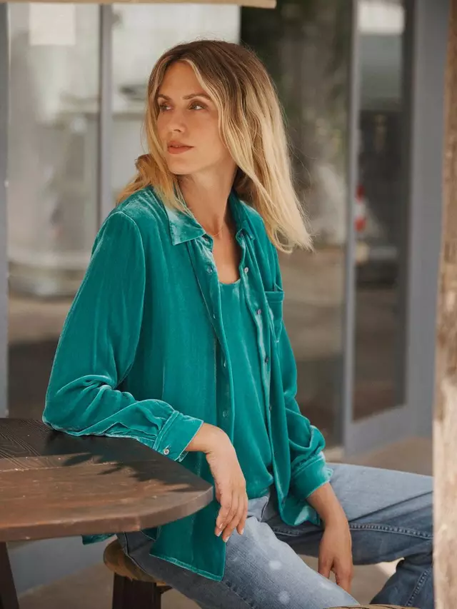 

Рубашка NRBY Chiara Silk Blend Velvet, цвет sea/green