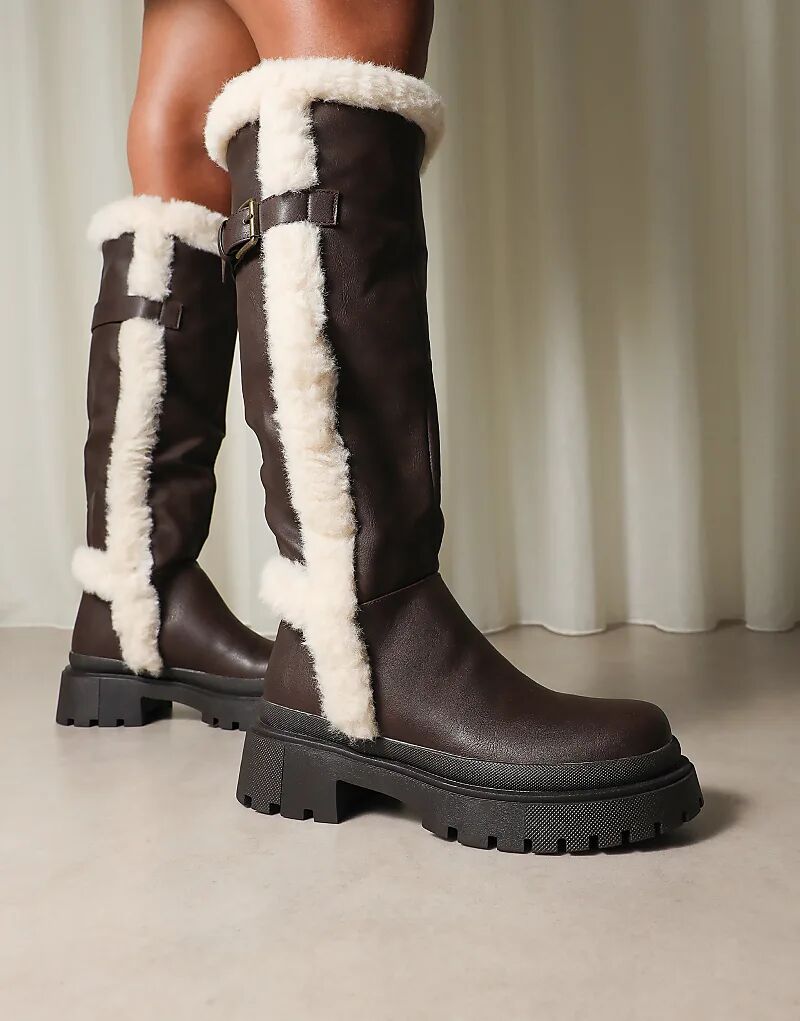 Массивные ботинки SIMMI Shoes Earhart с отделкой из искусственного меха коричневого цвета — фото 3