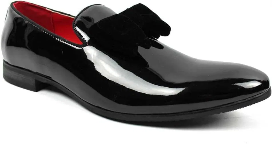 Лоферы AZAR Tuxedo Slip с бантом, Patent Velvet Bow AZAR MAN
