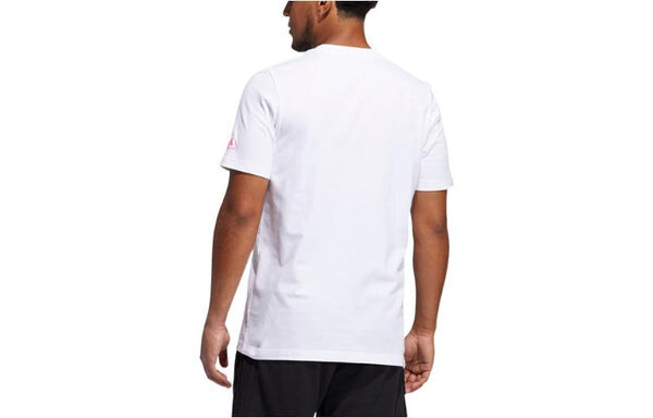 Футболка Men's adidas Minimalistic Alphabet Printing Casual Round Neck Short Sleeve White T-Shirt, белый — фото 2