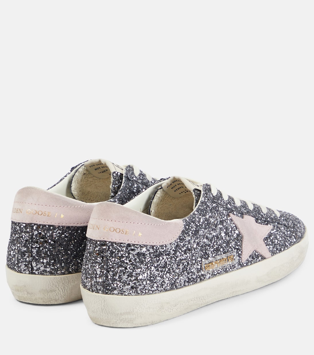 Суперзвёздные кроссовки с блёстками Golden Goose, Silver Glitter / Rosa Antico — фото 3