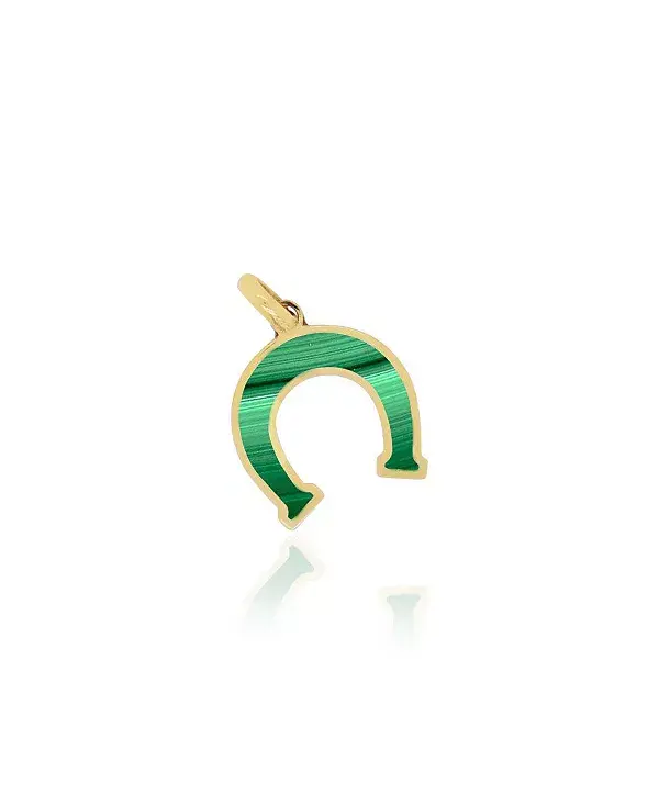 

Подвеска-Подкова из малахита, золото 14 карат, 9 миллиметров The Lovery, malachite