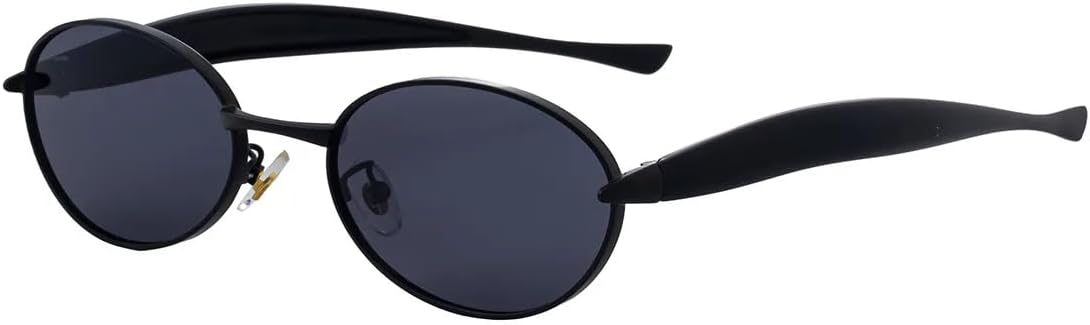 

Овальные солнцезащитные очки в маленькой оправе для женщин и мужчин, винтажные, роскошные, в стиле панк, популярные, металлические, с защитой от УФ-излучения UV400 TVTBBVV, Black Black