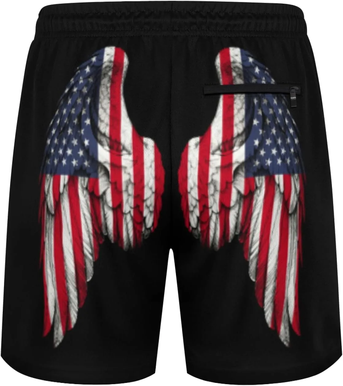 Плавки Wings American and America USA Flag с сетчатой ​​подкладкой, быстросохнущие, на завязках, с карманами, мужские Generic, черный — фото 3
