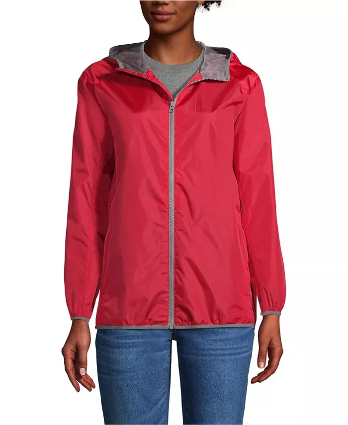 

Мужская унисекс ветровка с полной застежкой-молнией Lands' End, красный