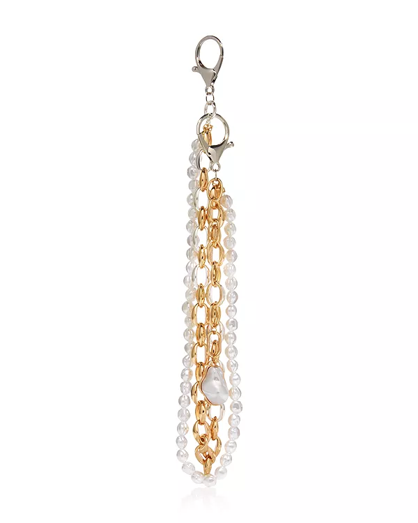 

Двухцветный брелок для сумки из искусственного жемчуга - эксклюзив Aqua, золотой