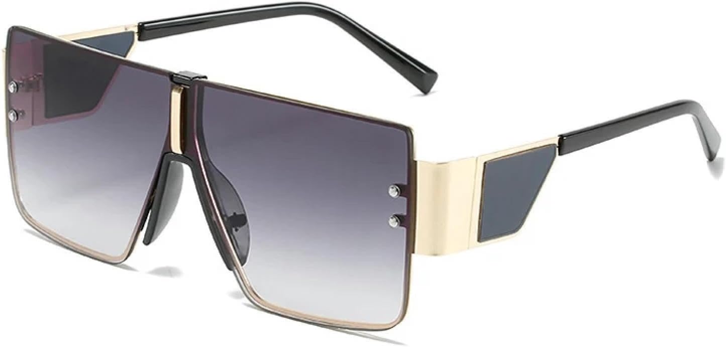 

Крупные солнцезащитные очки для женщин и мужчин в стиле ретро с большой оправой, цельные, модные, для активного отдыха и вождения, с защитой от УФ-излучения UV400 TKKTLLT, Black Gradient Gray