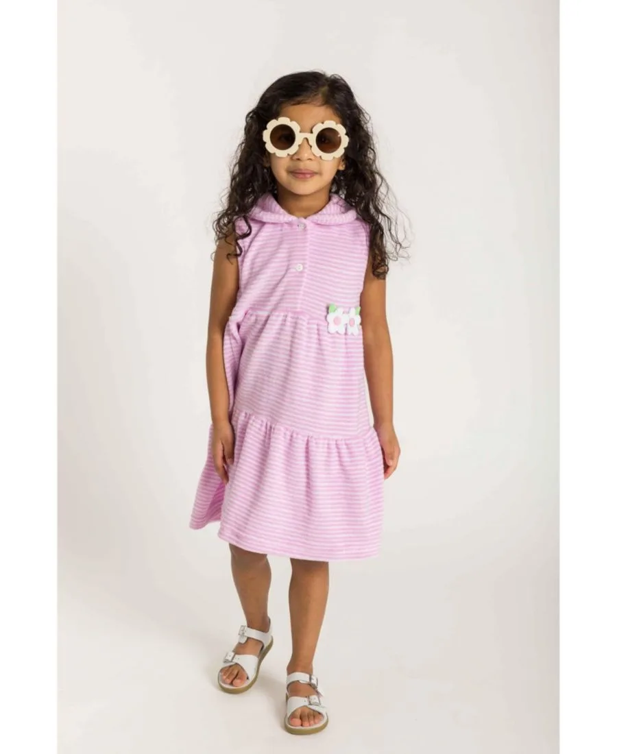 Florence Eiseman Полосатое махровое платье для девочек старшего возраста с цветами — фото 2