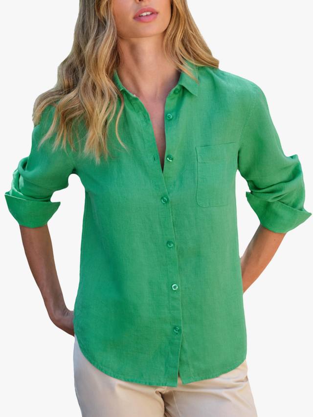 

Льняная рубашка с длинным рукавом Pure Collection, цвет Mid Green