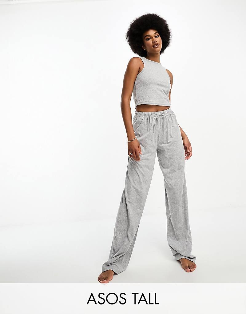 

Серые хлопковые пижамные брюки ASOS DESIGN Tall – Mix & Match