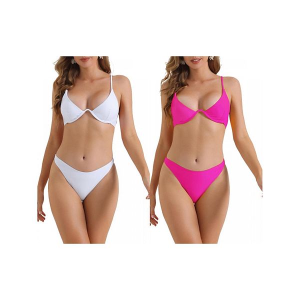 

2 комплекта женского бикини с бюстгальтером на косточках и треугольными трусиками на тонких бретелях Inspire Chic, White Roes Red, Белый, 2 комплекта женского бикини с бюстгальтером на косточках и треугольными трусиками на тонких бретелях Inspire Chic, Wh