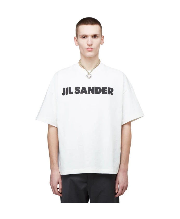 

Роскошная футболка со смайликом и принтом отеля Jil Sander, белый
