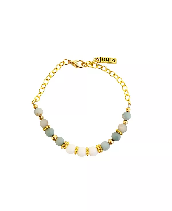 

Женский браслет Nurelle Ain с бусинами из амазонита и белого нефрита Minu Jewels, gold-tone