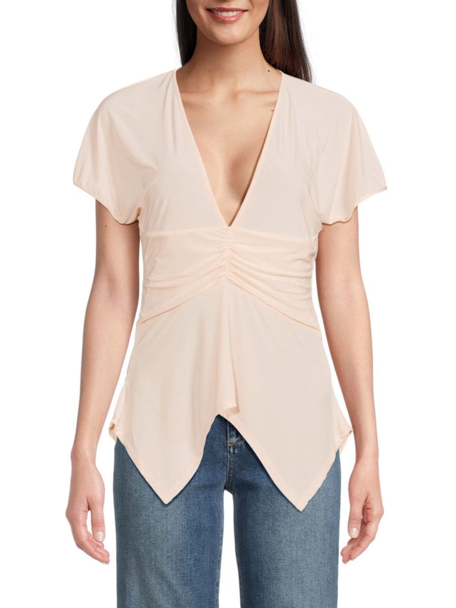 

Топ с рюшами BCBGMAXAZRIA, цвет Blush