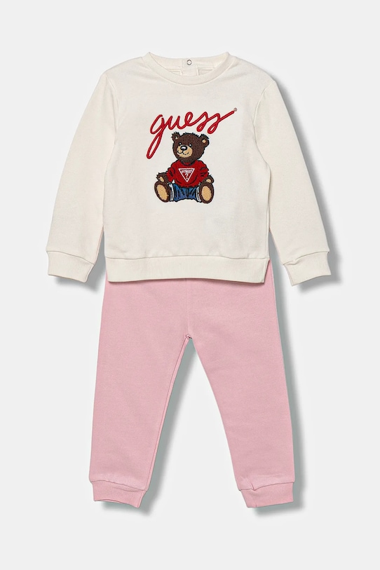 

Детский хлопковый спортивный костюм для малышей Guess, бежевый