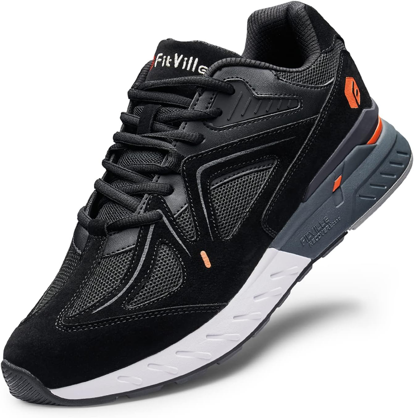 

Мужские кроссовки FitVille Extra Wide для ходьбы, широкие кроссовки для плоскостопия, для облегчения боли в пятках - Rebound Core, черный