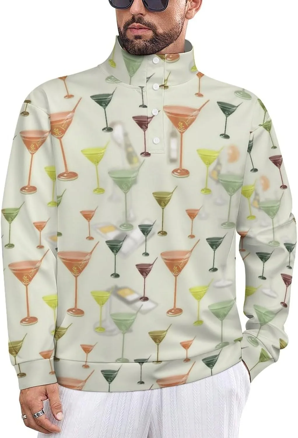 

Толстовка с капюшоном и стойкой Watercolor Wine Glasses And Bottles