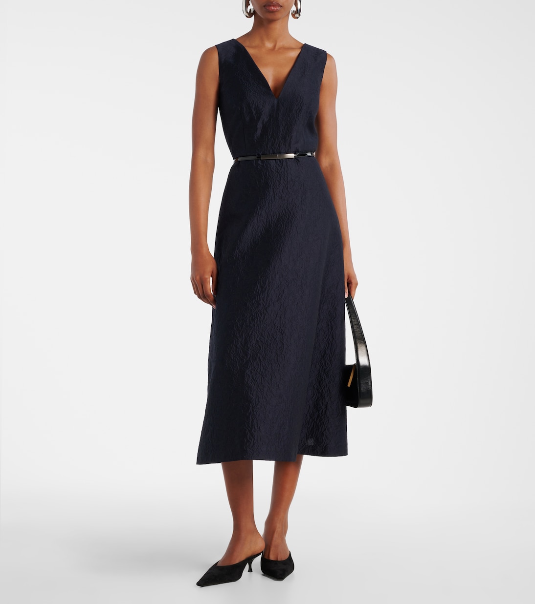 Лионское платье миди из хлопка и шелка с эффектом клоке Max Mara, Blu Notte — фото 2