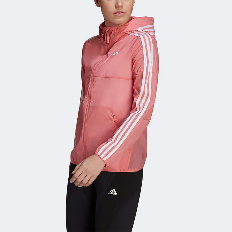 Adidas Куртка женская розово-красная с капюшоном — фото 4