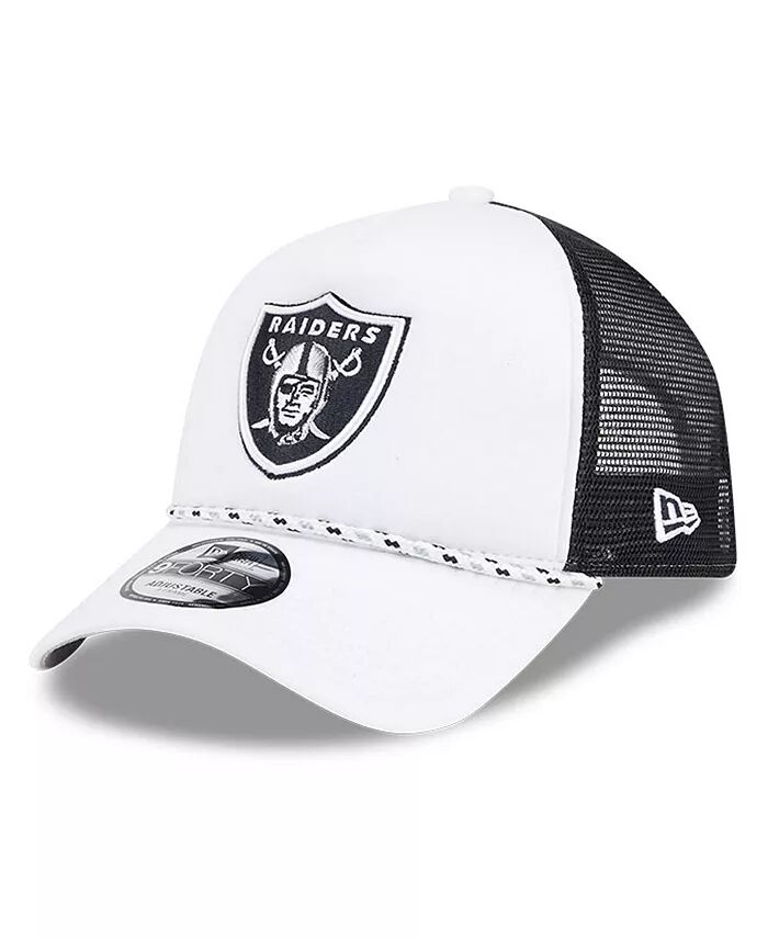 

Мужская белая/черная спортивная кепка дальнобойщика Las Vegas Raiders Court Sport Foam Front A-Frame 9FORTY Adjustable New Era