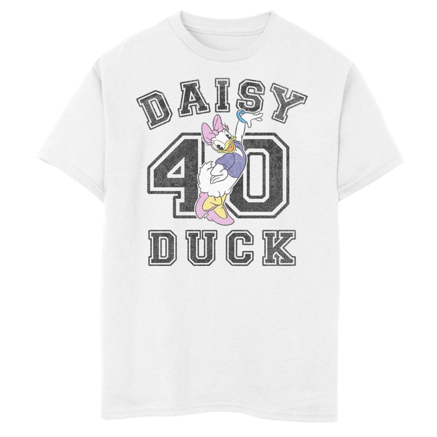 

Футболка Disney's Daisy Duck с рисунком Varsity Text # 40 для мальчиков 8–20 лет Disney, белый