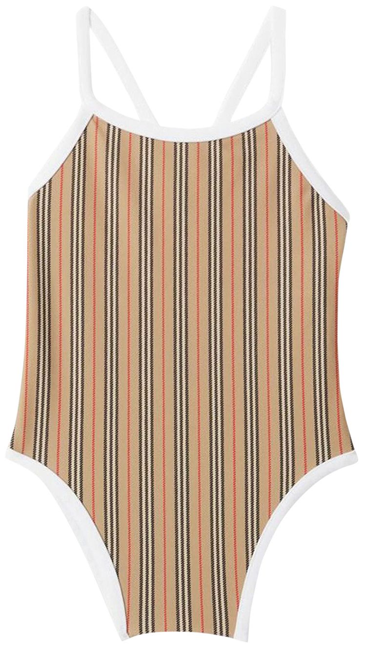 

Детский купальник Burberry Kids Infant Icon Stripe Swimsuit, коричневый
