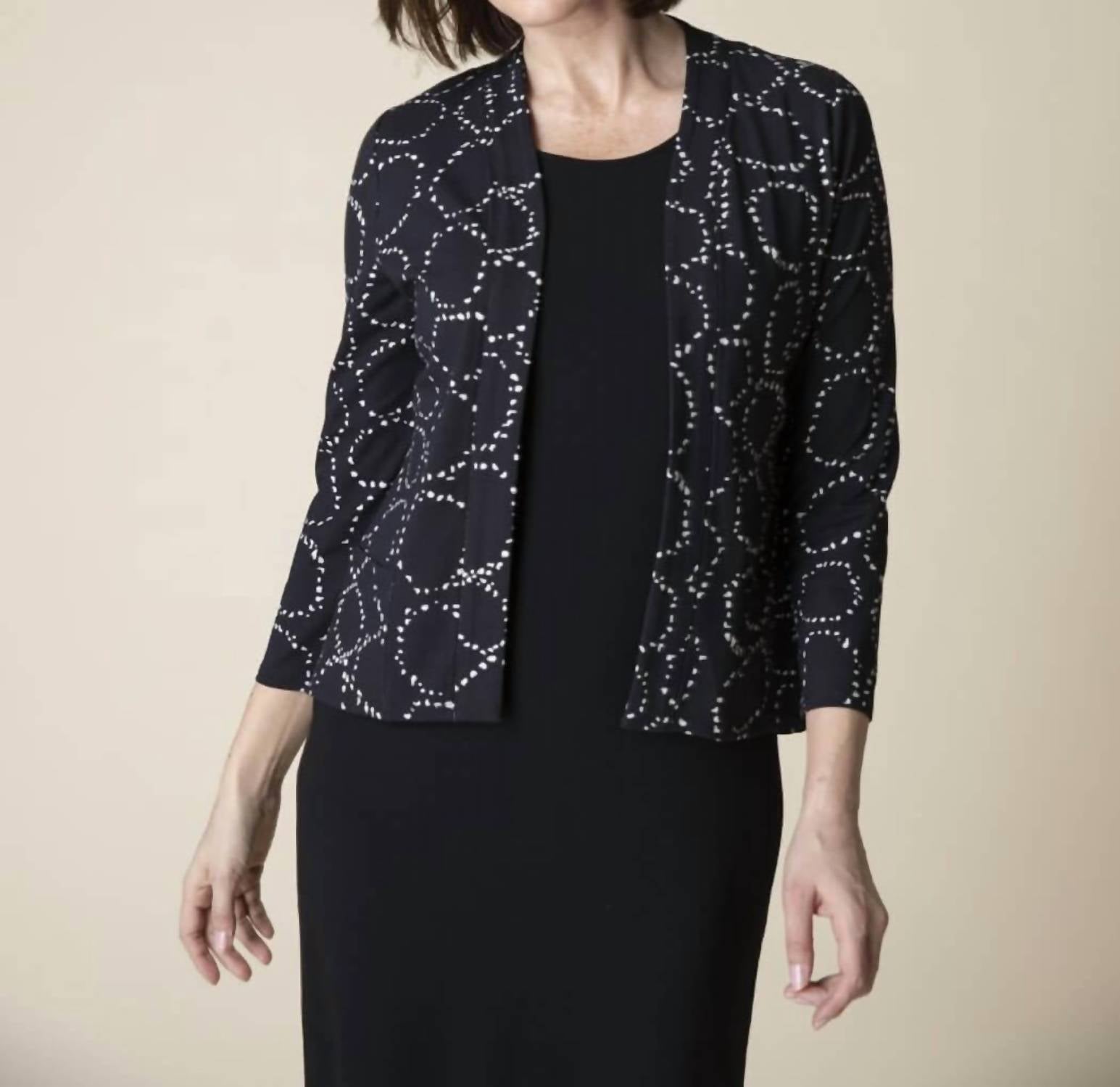 

Трикотажная куртка Core Travel Knit с открытой передней частью и присборенной спинкой, цвет черный/круги Habitat, Black/Circles