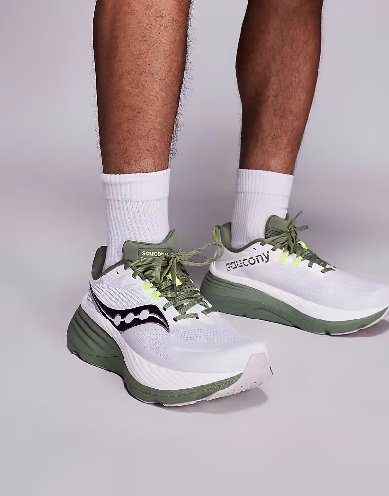 

Кроссовки для бега Saucony Hurricane 24 белого и оливкового цвета