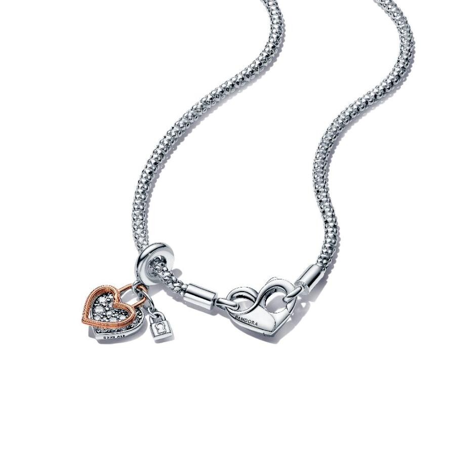 

Ювелирный набор Pandora Moments Studded Chain Necklace and Heart Dangle Set, покрытие - розовое золото