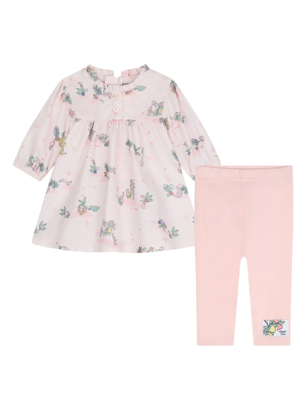 

Комплект из топа и брюк с цветочным принтом Kenzo Kids, розовый