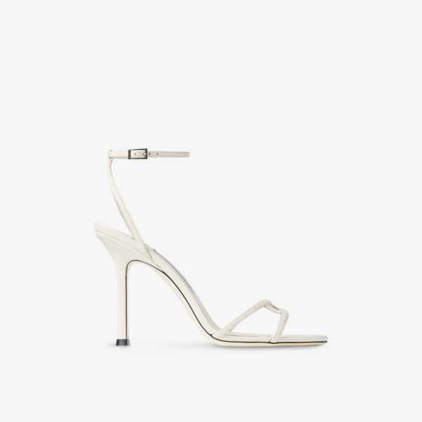 Босоножки кожаные Jimmy Choo Leo 100 на каблуке, светло-кофейный