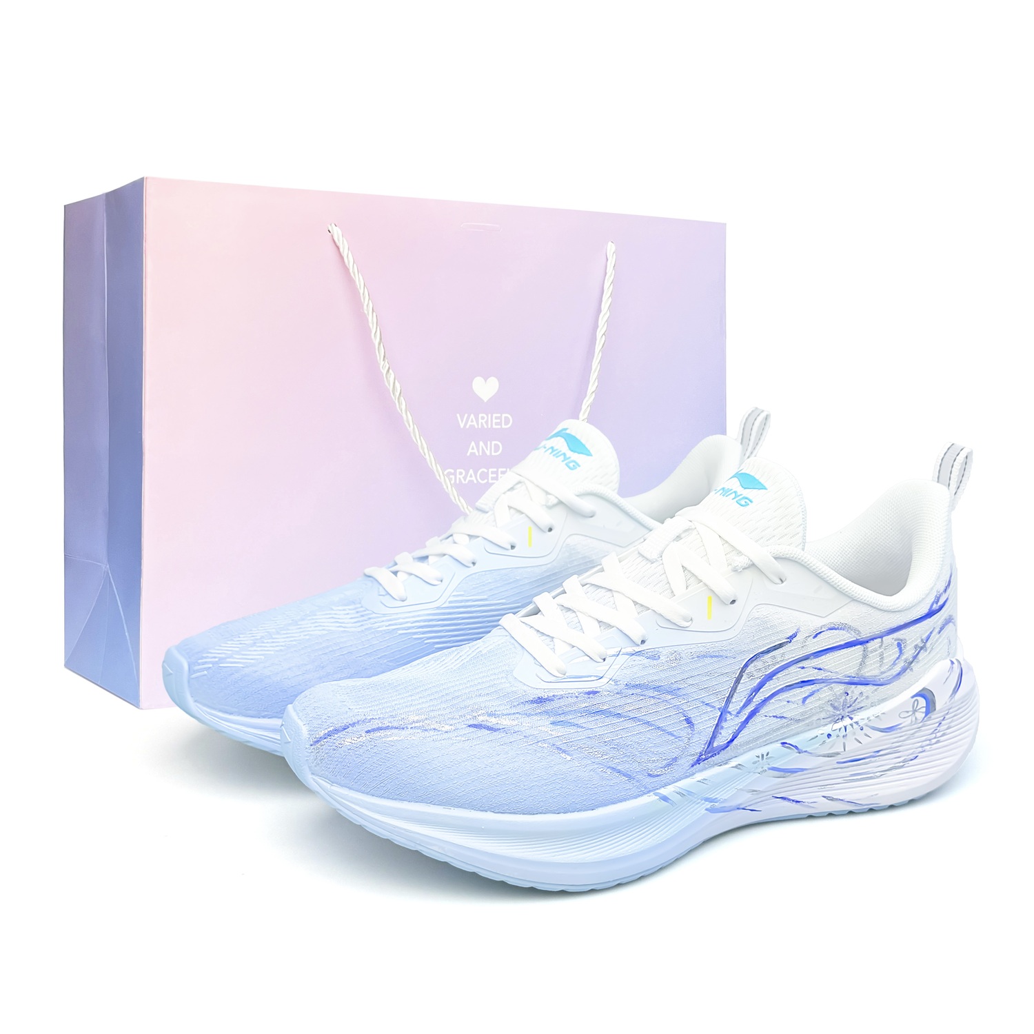 

Текстильные кеды Li Ning Wuyue с противоскользящим и износостойким покрытием, низкие., белый синий (розовый фиолетовый special shopping bag)