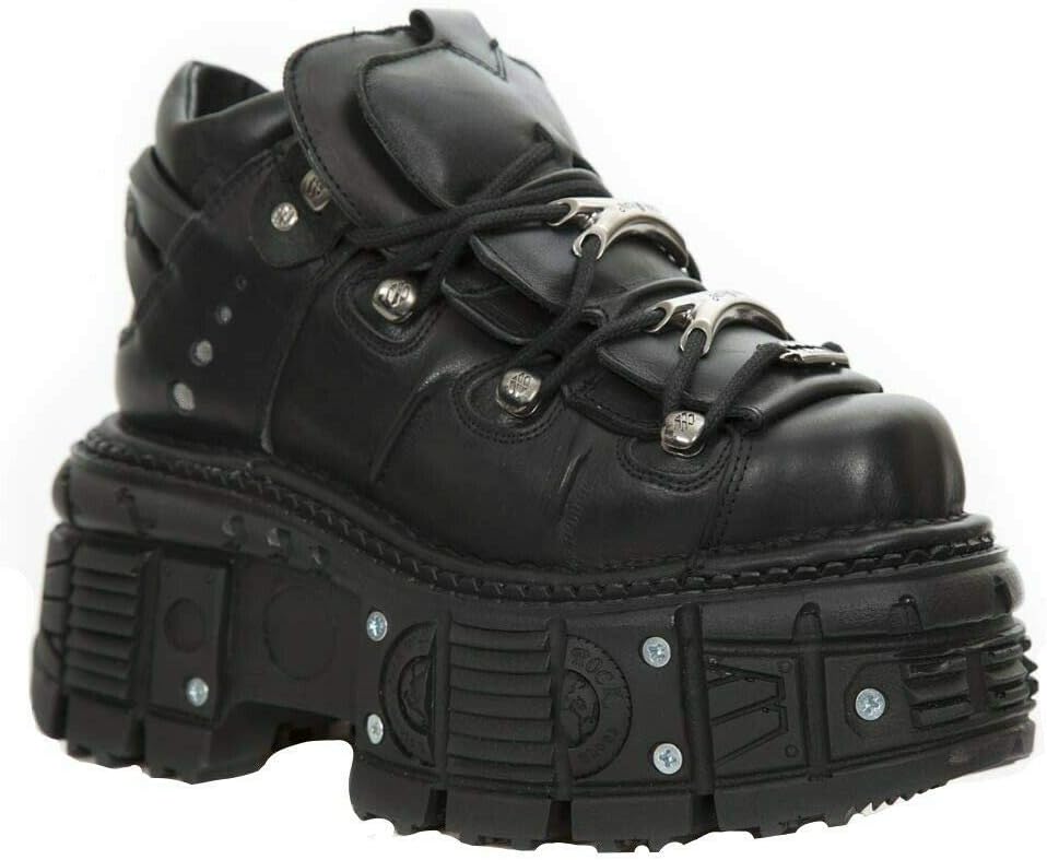 

Мужские ботинки New Rock TANK на платформе в готическом и панк стиле, 100 кожа, обувь до щиколотки, черный