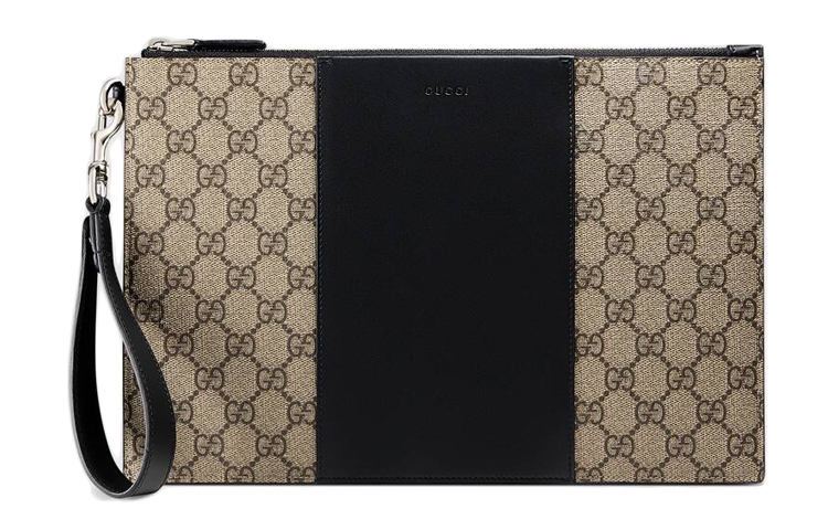 

GUCCI Холщовая сумка-клатч с кожаными вставками мужская Ebony & Black