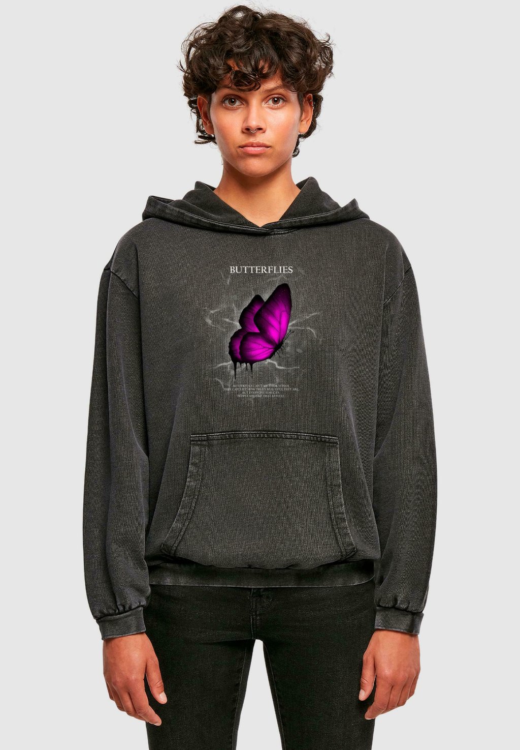 

Толстовка с капюшоном BUTTERFLIES ACID WASHED Merchcode, черный