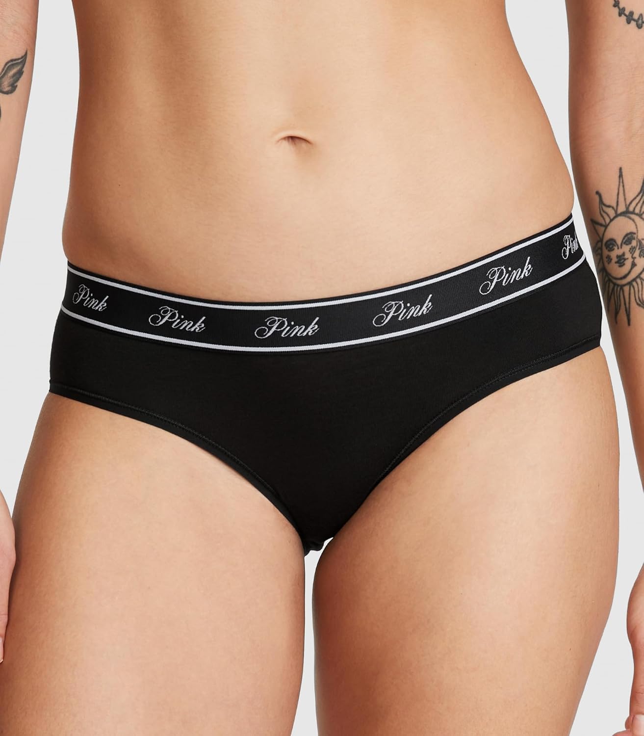 Victoria's Secret PINK Женские хлопковые трусики-хипстеры с логотипом, трусики для женщин с умеренным покрытием, мультипак (XS-XXL), Spring Basic — фото 2